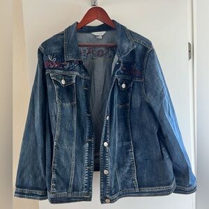 Like New Christopher & Banks Embroidered Denim jacket, 3X